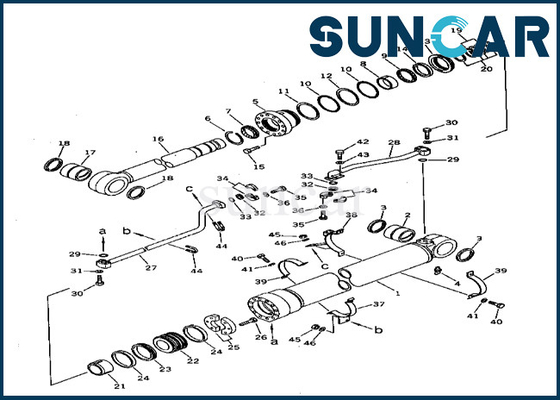 Zestaw naprawczy uszczelki cylindra wysięgnika 208-63-54101 2086354101 Zestaw uszczelek cylindra wysięgnika Komatsu pasuje do PC400-3 PC400LC-3