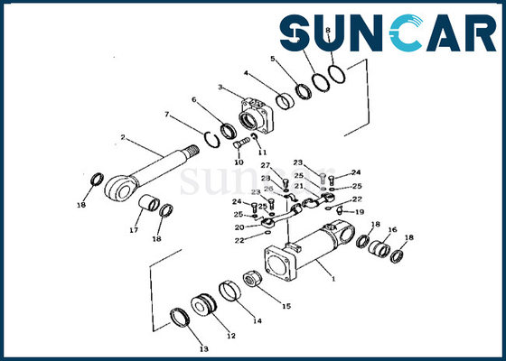 Zestaw uszczelek dolnego cylindra zrzutowego Komatsu 2086395300 208-63-95300 do PC400-1 PC400LC-1 zestaw naprawczy dolnego cylindra zrzutowego