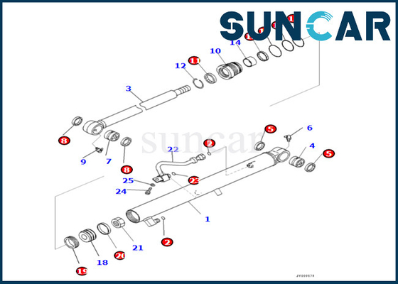 Zestaw uszczelek cylindra kubełkowego Komatsu 707-98-15780 7079815780 dla PC45MR-5 PC45MR-5 zestaw uszczelniający cylindra kubełkowego
