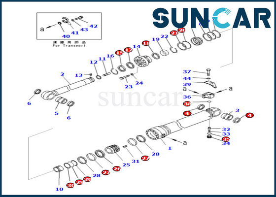 707-99-69590 7079969590 Zestaw uszczelek siłownika ramienia do PC490LC-10 PC490-10 Zestaw naprawczy siłownika ramienia Komatsu