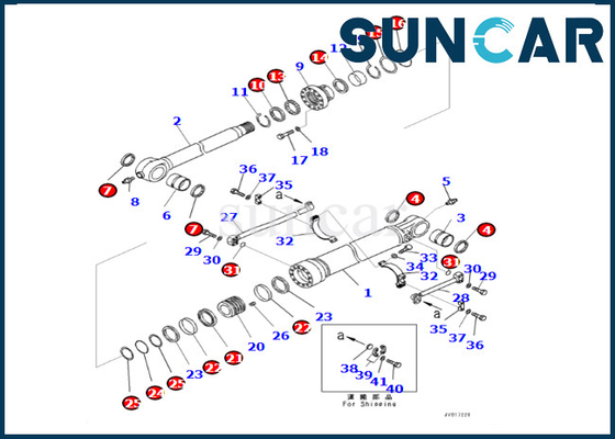 Zestaw naprawczy cylindra łyżki 707-99-72070 7079972070 Zestaw uszczelek cylindra łyżki Komatsu do PC490LC-10 PC490-10
