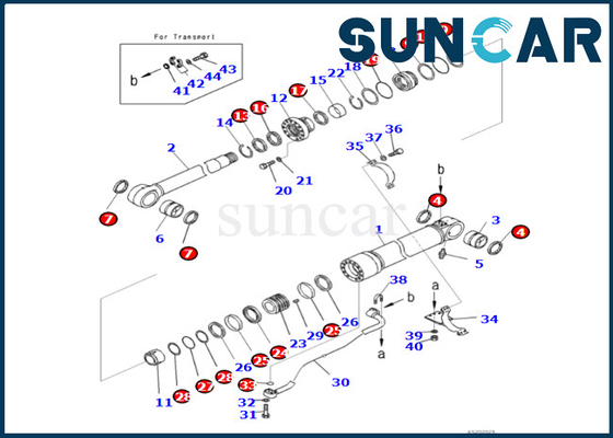 Komatsu 721-98-00130 7219800130 Zestaw uszczelek cylindra wysięgnika pasuje do PC490LC-11 PC490LCI-11 zestaw uszczelniający cylindra wysięgnika