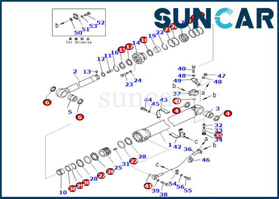 Zestaw uszczelek siłownika ramienia 721-98-00140 7219800140 Zestaw uszczelek siłownika ramienia Komatsu do PC490LC-11 PC490-11