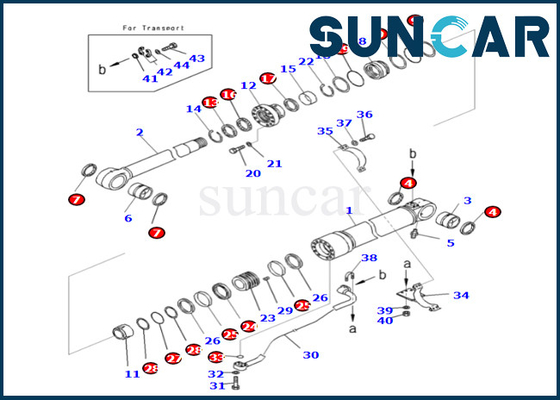 Zestaw uszczelek cylindra wysięgnika 721-98-00560 7219800560 dla PC490LC-10 PC490HRD-11E0 Zestaw naprawczy uszczelki cylindra wysięgnika Komatsu