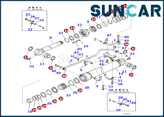 Komatsu 721-98-00220 7219800220 Zestaw uszczelek cylindra ramienia Zestaw uszczelek cylindra kubełkowego do PC650LC-11 PC700LC-11