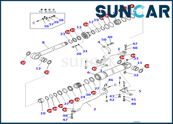 Zestaw uszczelniający cylindra wysięgnika Komatsu 707-99-72131 7079972131 Zestaw uszczelek cylindra wysięgnika do PC500LC-8R PC500LC-8