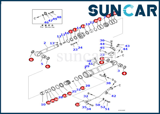 Komatsu 707-99-76190 7079976190 Zestaw uszczelek siłownika ramienia do PC400LCSE-8R PC500LC-8R PC500LC-8