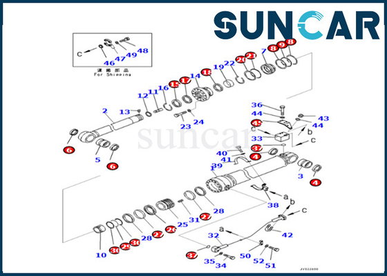Zestaw uszczelek siłownika ramienia Komatsu 707-99-76180 707-99-76180 Pasuje do zestawu naprawczego siłownika ramienia PC500LC-8R PC500LC-8