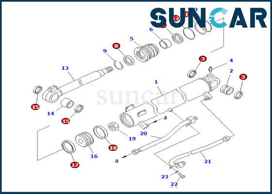 707-98-34180 7079834180 Zestaw uszczelek cylindra wysięgnika Zestaw zamienny cylindra wysięgnika do PC50UUM-2 PC58SF-1 Komatsu