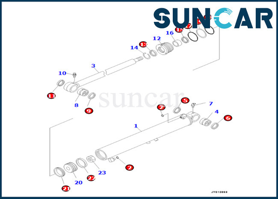 Cylinder obrotu wysięgnika Zestaw serwisowy Komatsu 707-98-29680 7079829680 Zestaw uszczelek cylindra wysięgnika do PC55MR-3 PC55MR-5