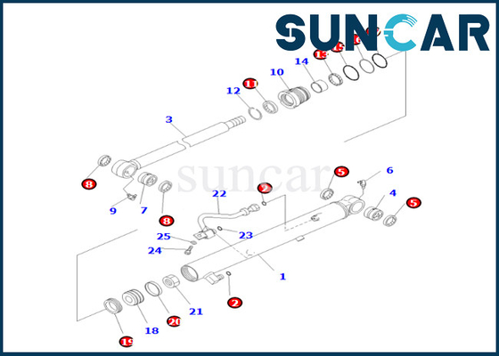707-98-26200 7079826200 Pasuje do PC55MR-3 Komatsu Zestaw uszczelek cylindra kubełkowego Zestaw uszczelek cylindra kubełkowego