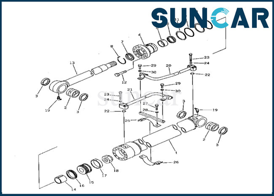 201-63-02010 2016302010 Zestaw uszczelek cylindra wysięgnika Komatsu dla PC60-5 PC60L-5 Zestaw naprawczy uszczelek cylindra wysięgnika