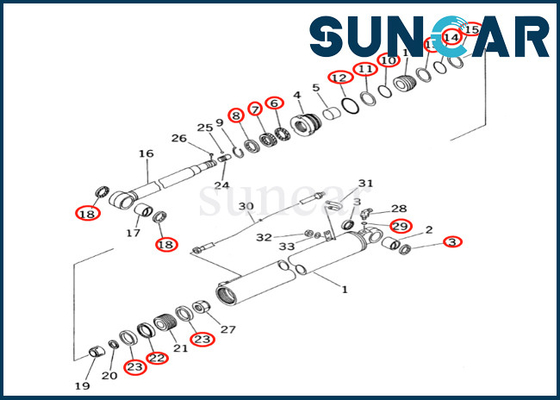 Zestaw serwisowy siłownika ramienia 707-99-35230 7079935230 Zestaw uszczelek siłownika ramienia Pasuje do PC60-7 PC60-7S Komatsu