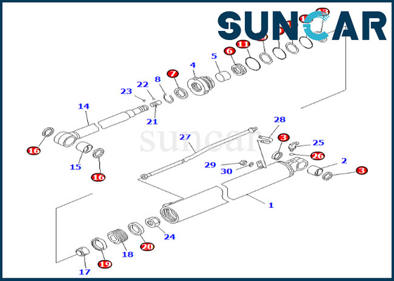 707-98-35181 7079835181 Zestaw uszczelek siłownika ramienia Komatsu do zestawu uszczelek siłownika ramienia BR200T-1 BR200T-1A
