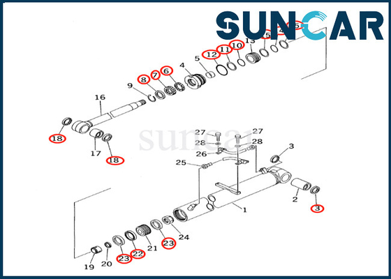 Zestaw naprawczy siłownika wysięgnika 7079936630 707-99-36630 Komatsu PC60-7 PC60-7S Zestaw uszczelniający siłownika wysięgnika