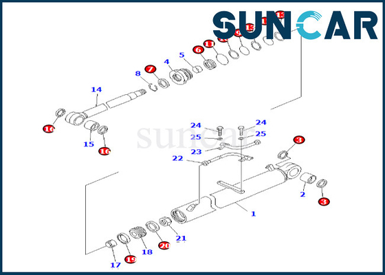 Zestaw serwisowy siłownika wysięgnika 7079836590 707-98-36590 Zestaw uszczelek siłownika wysięgnika Komatsu Pasuje do PC60-7 PC60-7S