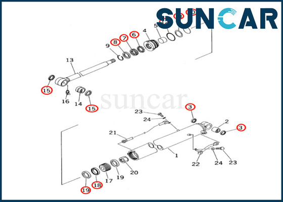 Zestaw uszczelek cylindra kubełkowego Komatsu 707-99-26640 7079926640 do PC60-7 PC60-7S zestaw naprawczy uszczelek cylindra kubełkowego