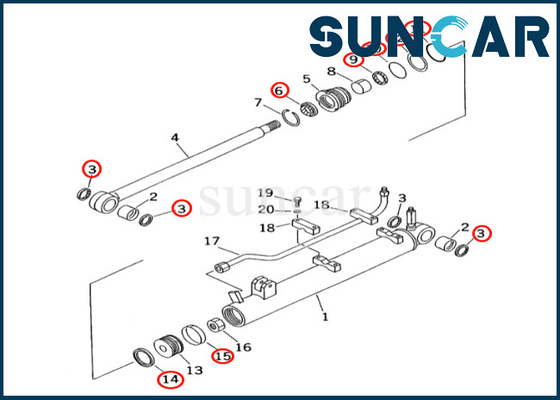Zestaw naprawczy uszczelki cylindra Tereskopowego Komatsu 707-98-15680 7079815680 Do PC60-7 PC60-7E Zestaw naprawczy uszczelki cylindra teskopowego