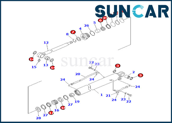 Komatsu 707-99-26710 7079926710 Zestaw uszczelek cylindra kubełkowego do PC60-8 PC70-8 Zestaw uszczelniający cylindra kubełkowego