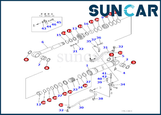 Komatsu 707-99-68580 7079968580 Zestaw uszczelek cylindra wysięgnika pasuje do PC600LC-7 PC600LC-6A zestaw naprawczy cylindra wysięgnika