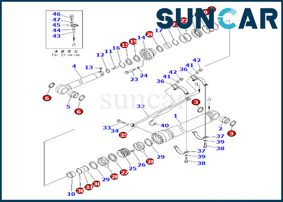 7079976300 707-99-76300 Zestaw uszczelek siłownika ramienia Komatsu dla PC600-8 PC600-8R Zestaw uszczelek siłownika ramienia