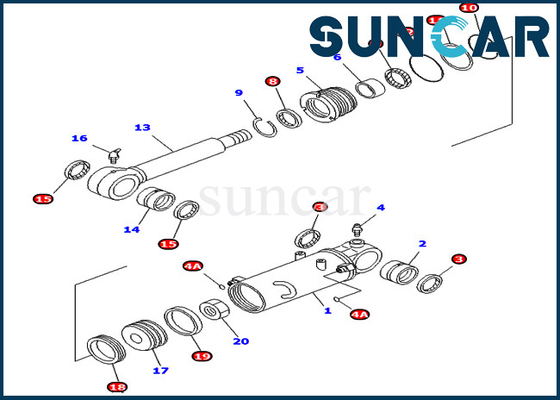 Zestaw uszczelek cylindra ostrza 707-98-32900 7079832900 Części wewnętrzne Komatsu do koparki UE PC40MRX-1 PC45MRX-1