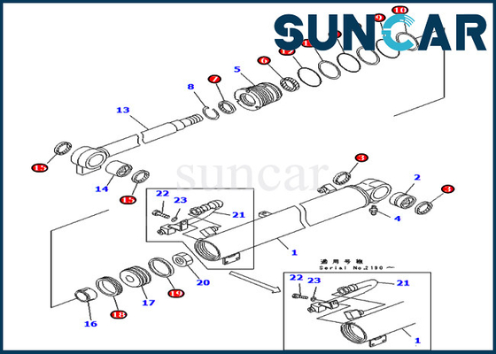 707-98-25560 Zestaw serwisowy wysięgnika Siłownik hydrauliczny pasuje do modeli Komatsu PC40MRX-1 PC40R-8 PC45MR-1