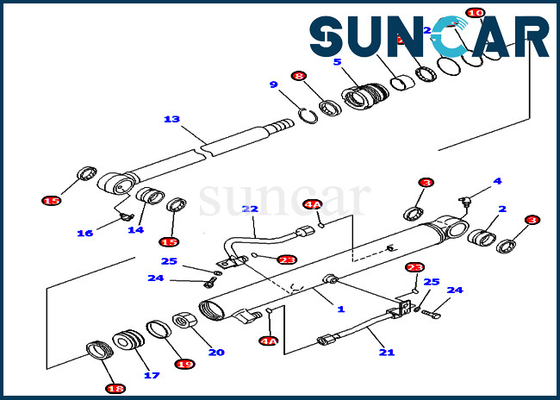 PC40MRX-1 PC45MRX-1 Komatsu 707-98-25970 Zestaw naprawczy cylindra łyżki do koparki w Ameryce Północnej