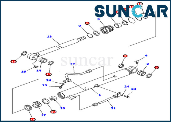 Zestaw uszczelek łyżki Komatsu 707-98-15690 7079815690 Zestawy serwisowe do cylindrów pasują do koparki PC40MR-1 PC40R-8