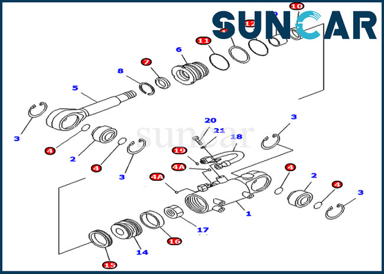 707-98-24730 Zestaw uszczelek cylindra przechyłu Odporność na zużycie Koparka Komatsu PC40MR-1 PC45MR-1 Zestawy naprawcze