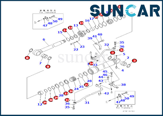 707-99-76131 7079976131 Komatsu zestaw uszczelek cylindra wysięgnika do PC600-8 PC600-8R zestaw naprawczy cylindra wysięgnika