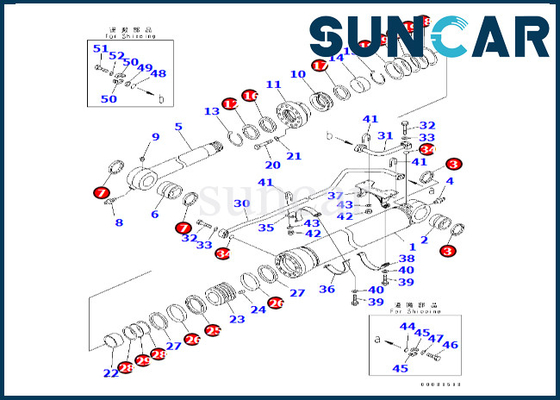 Zestaw uszczelek cylindra łyżki 707-99-69790 7079969790 Do PC600-8 PC600-8R Zestaw uszczelek cylindra łyżki Komatsu