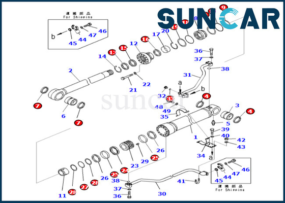 Zestaw uszczelek cylindra wysięgnika 7079968481 707-99-68481 dla PC700LC-8E0 PC650LC-8E0 Zestaw naprawczy cylindra wysięgnika Komatsu