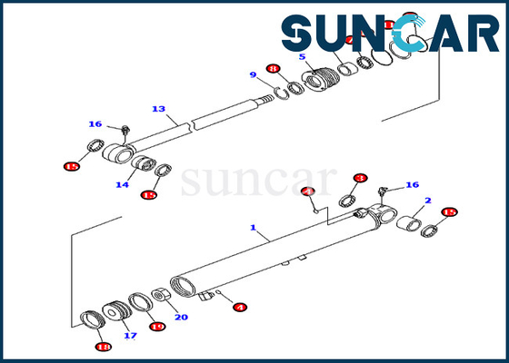 707-98-29510 7079829510 Boom Swing Cylinder Seal Kit For Oversea Spec. Maszyna PC40MR-2 Komatsu