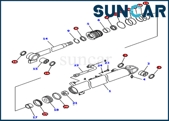 KOMATSU 707-98-34610 7079834610 Zestaw naprawczy uszczelki cylindra wysięgnika do modeli sprzętu PC40R-8 PC45R-8