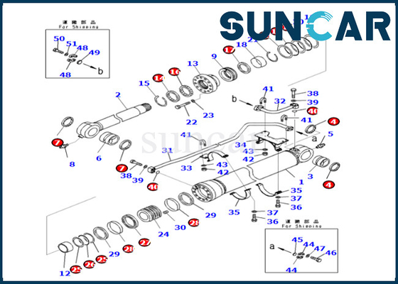 Zestaw naprawczy cylindra łyżki 707-99-69550 7079969550 Zestaw uszczelek cylindra łyżki Komatsu pasuje do PC700LC-8E0 PC800-8E0