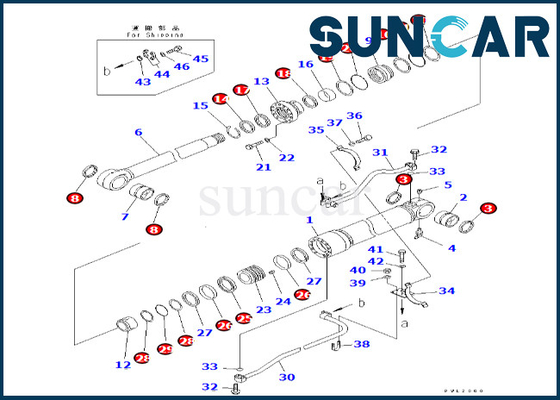 Komatsu 7079968680 707-99-68680 Zestaw uszczelek siłownika wysięgnika Pasuje do zestawu uszczelniającego siłownika wysięgnika PC600LC-6A