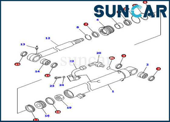 Zestaw serwisowy siłownika ramienia 707-98-25830 7079825830 Koparka Komatsu PC45MR-1 PC45MRX-1 PC45R-8 Zestawy uszczelniające