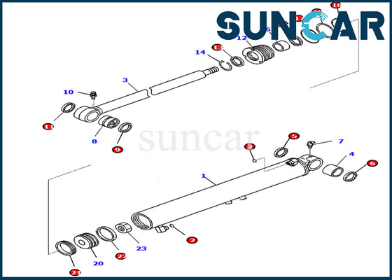 Zestaw serwisowy siłownika obrotu wysięgnika 707-98-25780 7079825780 Zestawy uszczelek do koparek Komatsu PC45MR-3