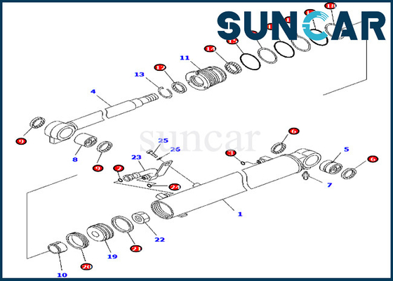 707-98-25750 7079825750 Zestaw uszczelek cylindra wysięgnika pasuje do części wewnętrznych Komatsu PC45MR-3 PC55MR-3