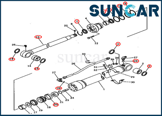 Cylinder Assy 201-63-02050 2016302050 Zestawy uszczelek ramienia Komatsu PC60U-5 Hydrauliczny zestaw naprawczy CYL