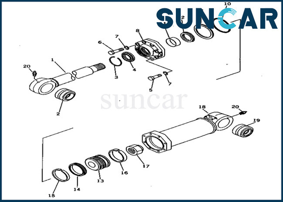209-63-86401 2096386401 Zestaw serwisowy cylindra kompensacyjnego Koparka ładująca PC650-1 Zestawy uszczelek Komatsu