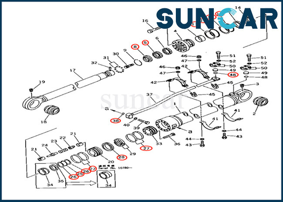 707-99-77240 7079977240 Zestaw naprawczy uszczelki siłownika ramienia do koparki Komatsu PC650-3 PC650LC-5 PC710-5