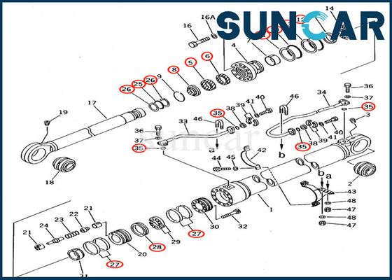 PC650-5 PC710-5 Części zestawu serwisowego Komatsu 707-99-77220 7079977220 Zestaw uszczelniający oleju cylindra wysięgnika