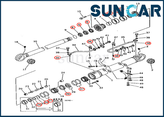 Komatsu 707-99-68600 7079968600 Zestaw serwisowy siłownika wysięgnika do modelu ładowarki PC650-3 PC650-5