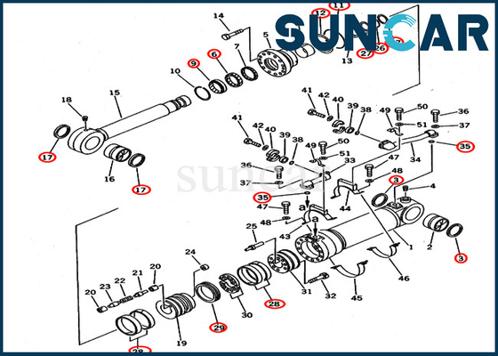 707-99-56300 Zestaw serwisowy do koparki dennej Modele PC650LC-3 PC650LC-5 Zestaw uszczelek cylindra Komatsu