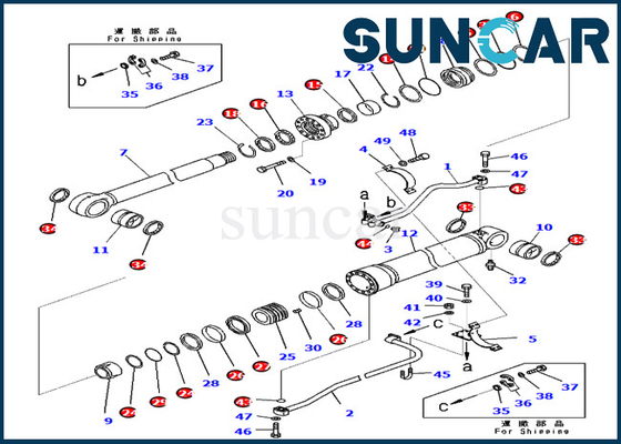 PC650LC-11 PC700LC-11 Komatsu 721-98-01360 7219801360 Zestaw uszczelek cylindra wysięgnika Zestawy serwisowe