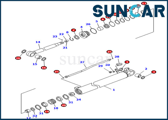 Zestawy serwisowe 707-99-35350 7079935350 Zestaw uszczelniający siłownik ramienia do ciężkiego sprzętu Komatsu PC70-8