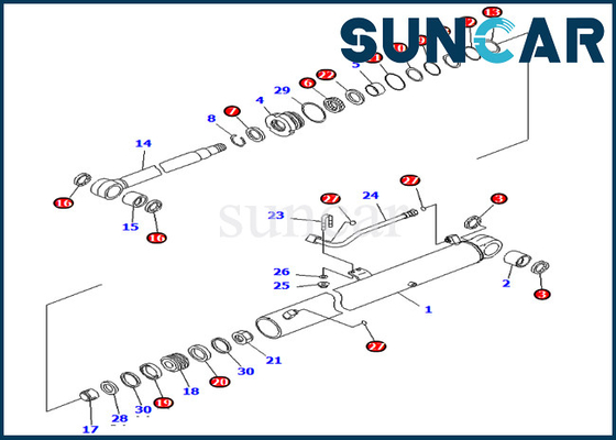 PC70-8 Komatsu 707-99-36710 7079936710 Zestaw uszczelek siłownika hydraulicznego wysięgnika Zestawy zamienne