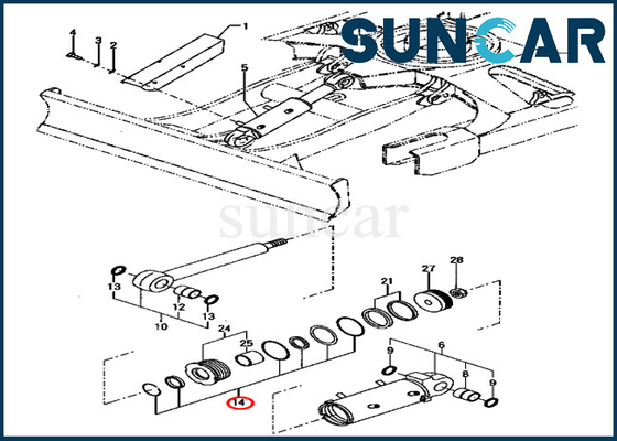 YM172187-72040 YM17218772040 Zestaw naprawczy cylindra ostrza Koparka PC70FR-1 Zestawy uszczelniające Komatsu